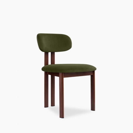 Arbor Dining Chair, Olive Green Sustainable Velvet & Walnut