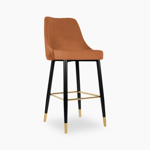 Lucia Bar Stool, Burnt Orange Velvet